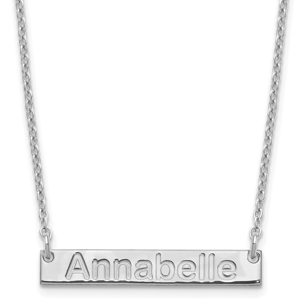 Sterling Silver Rhodium plated Small Polished Arial Rounded Bar Necklace