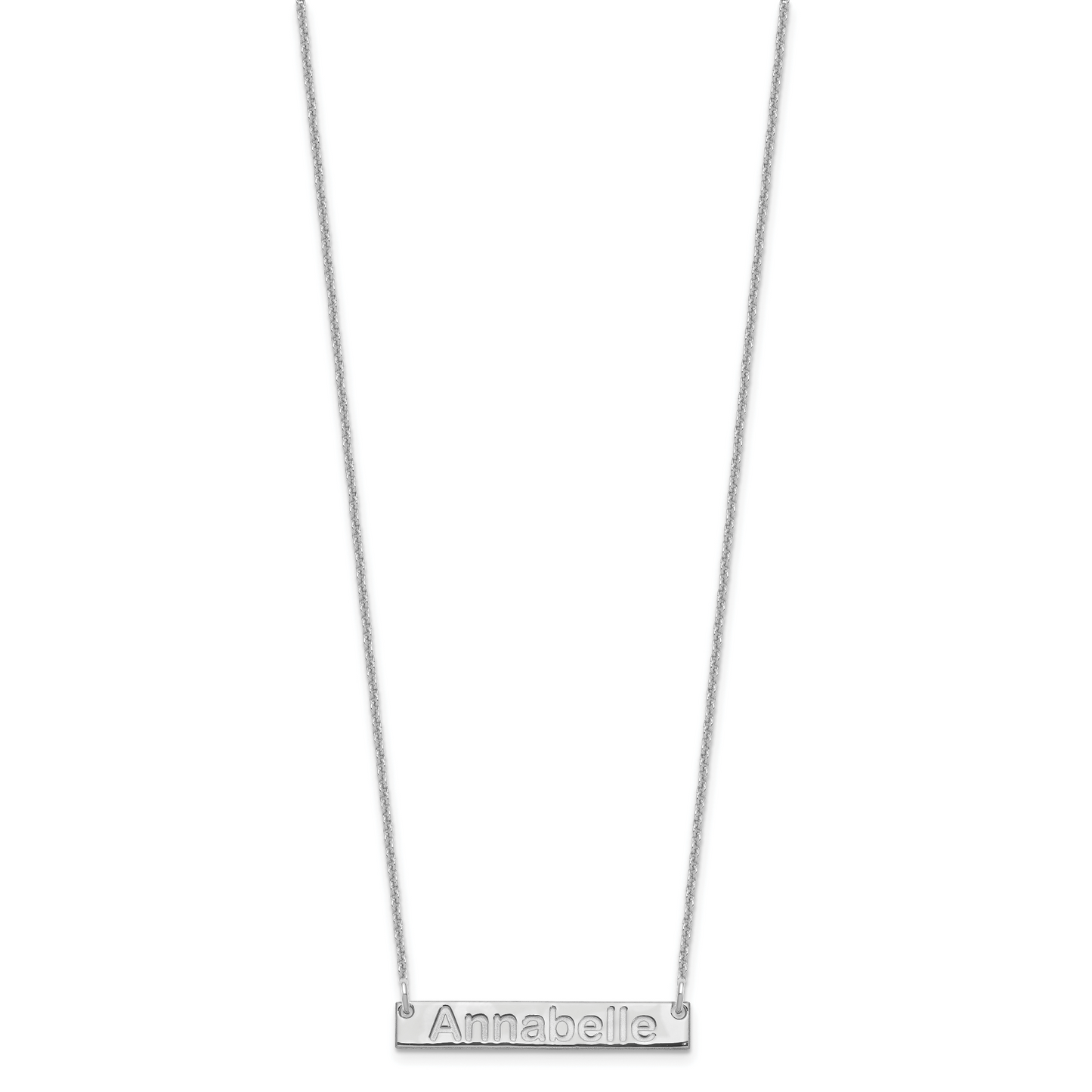 14K White Gold Small Polished Arial Rounded Bar Necklace