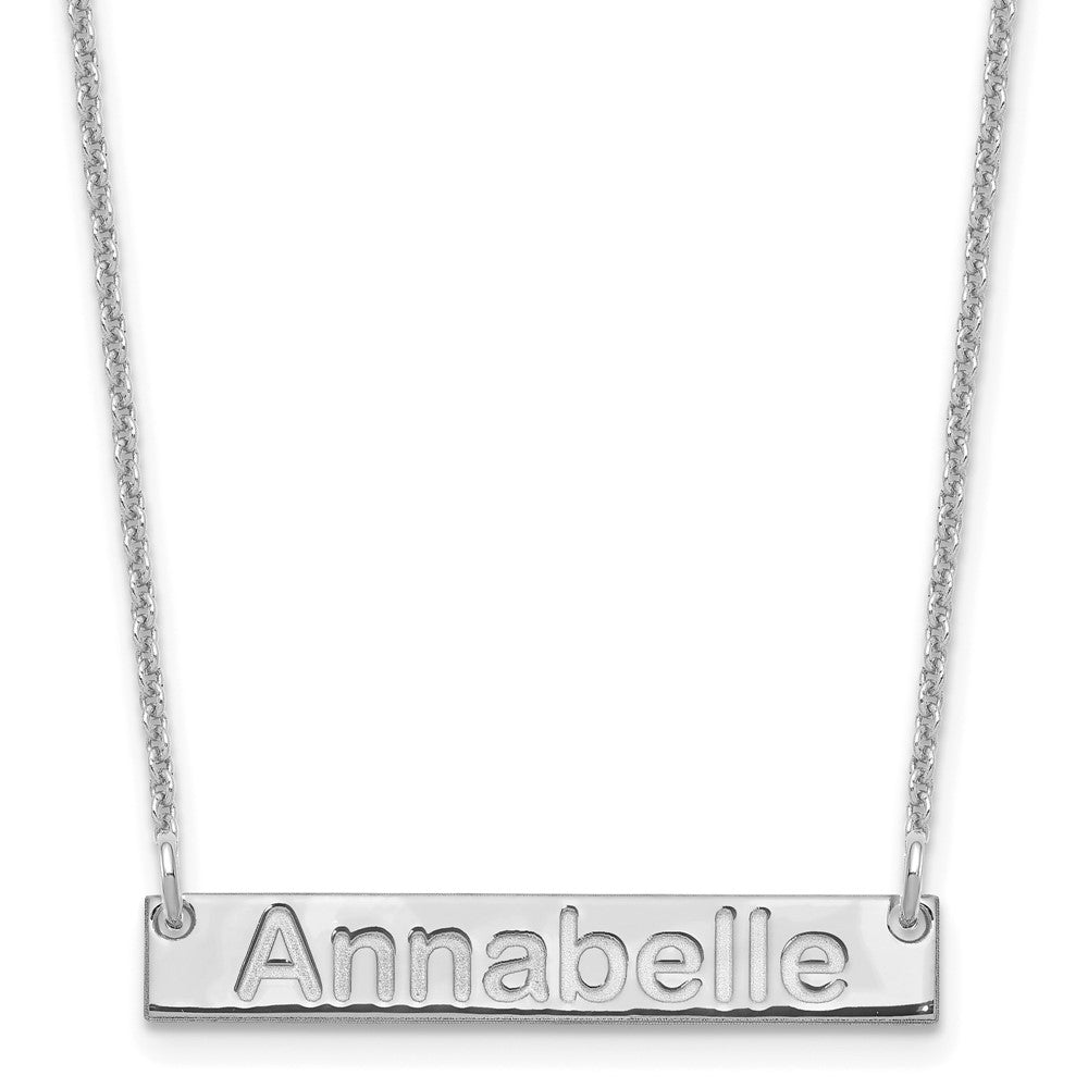 14K White Gold Small Polished Arial Rounded Bar Necklace