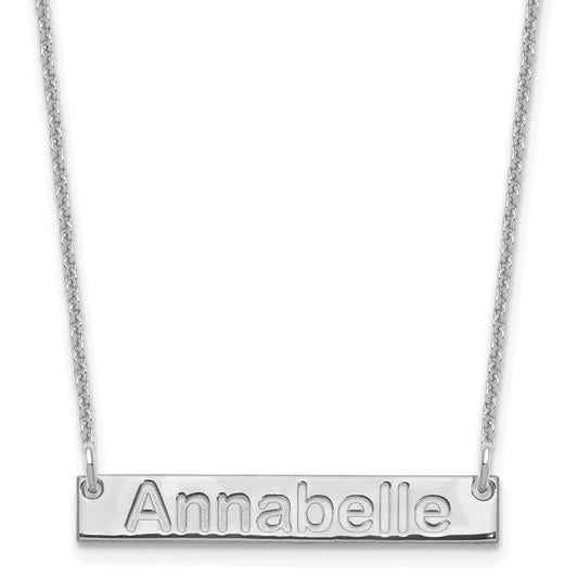 10K White Gold Small Polished Arial Rounded Bar Necklace