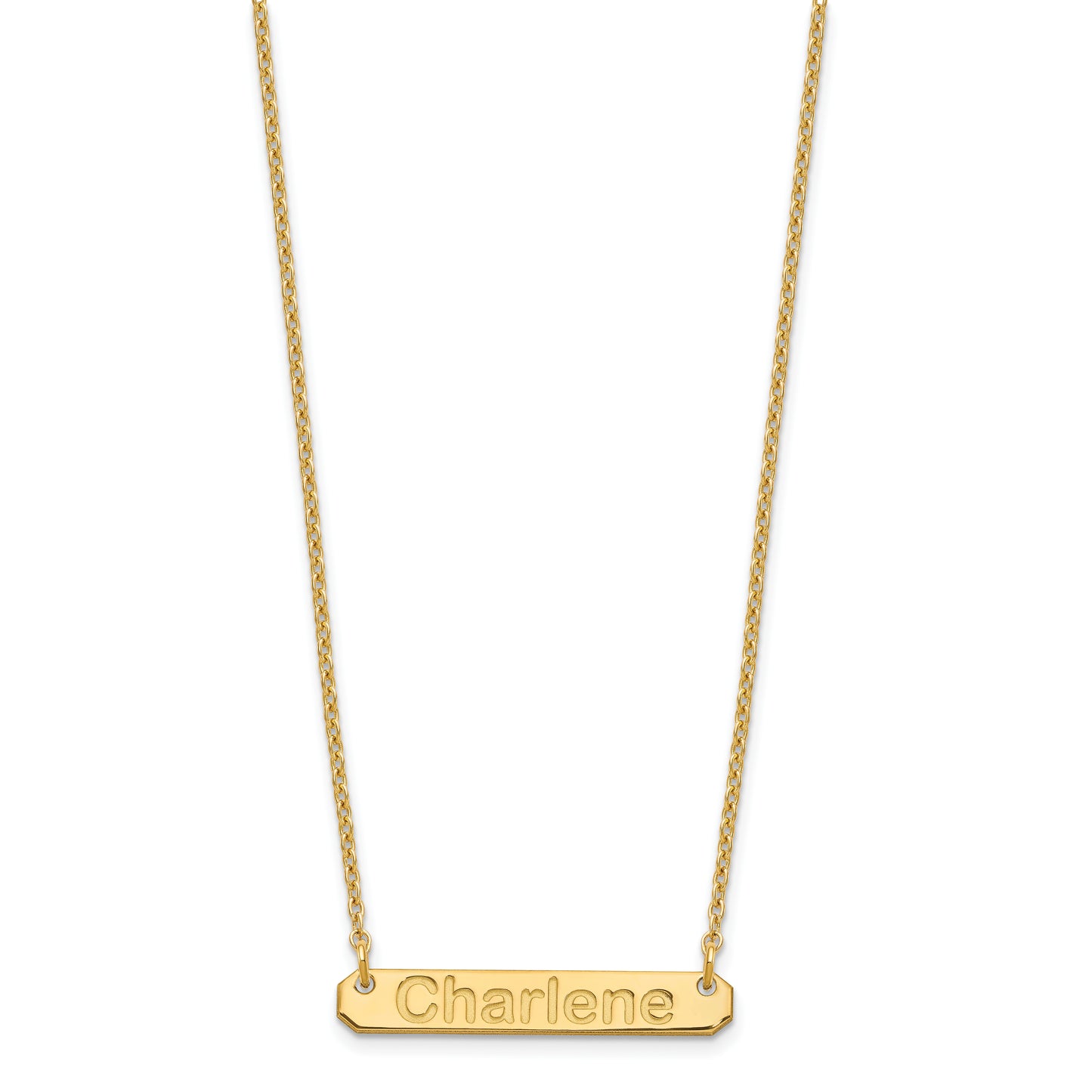 Sterling Silver Gold Plated Small Polished Arial Rounded Bar Necklace