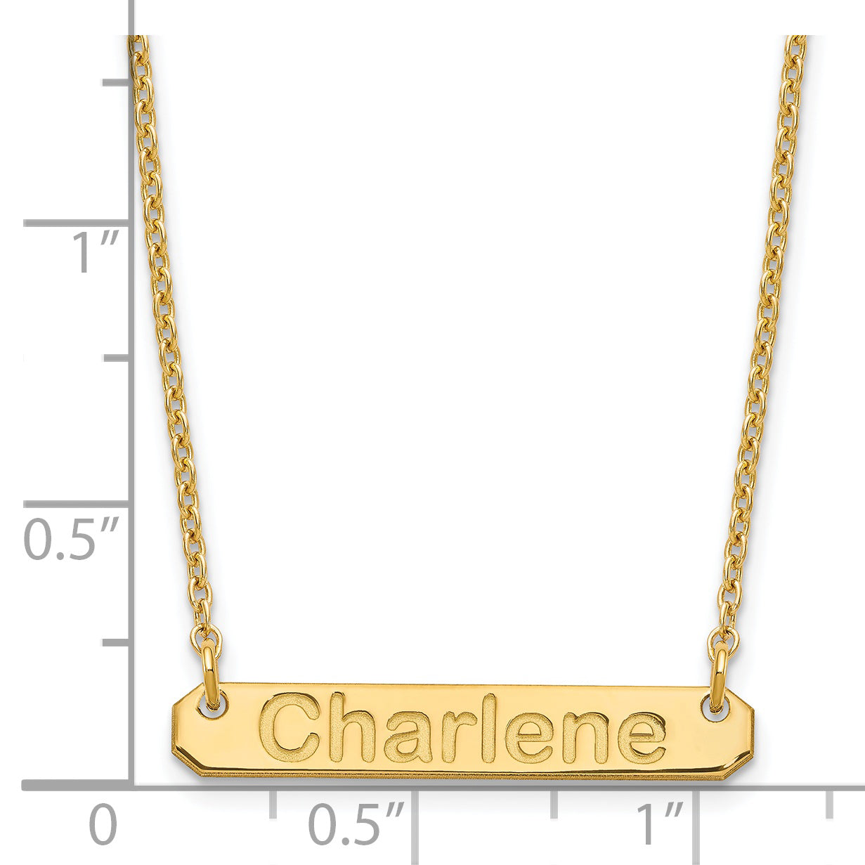 Sterling Silver Gold Plated Small Polished Arial Rounded Bar Necklace