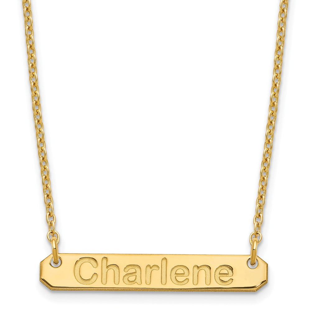 Sterling Silver Gold Plated Small Polished Arial Rounded Bar Necklace