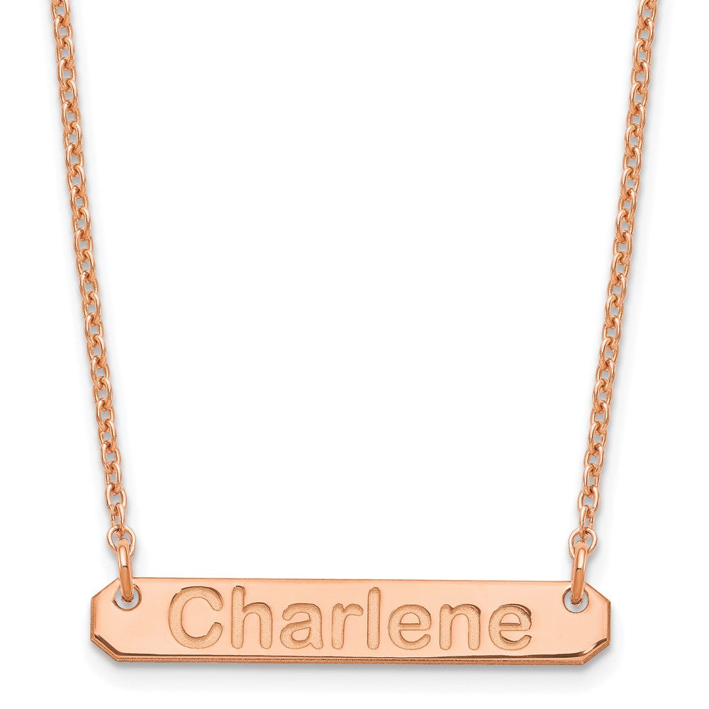 Sterling Silver Rose Gold plated Small Polished Arial Rounded Bar Necklace
