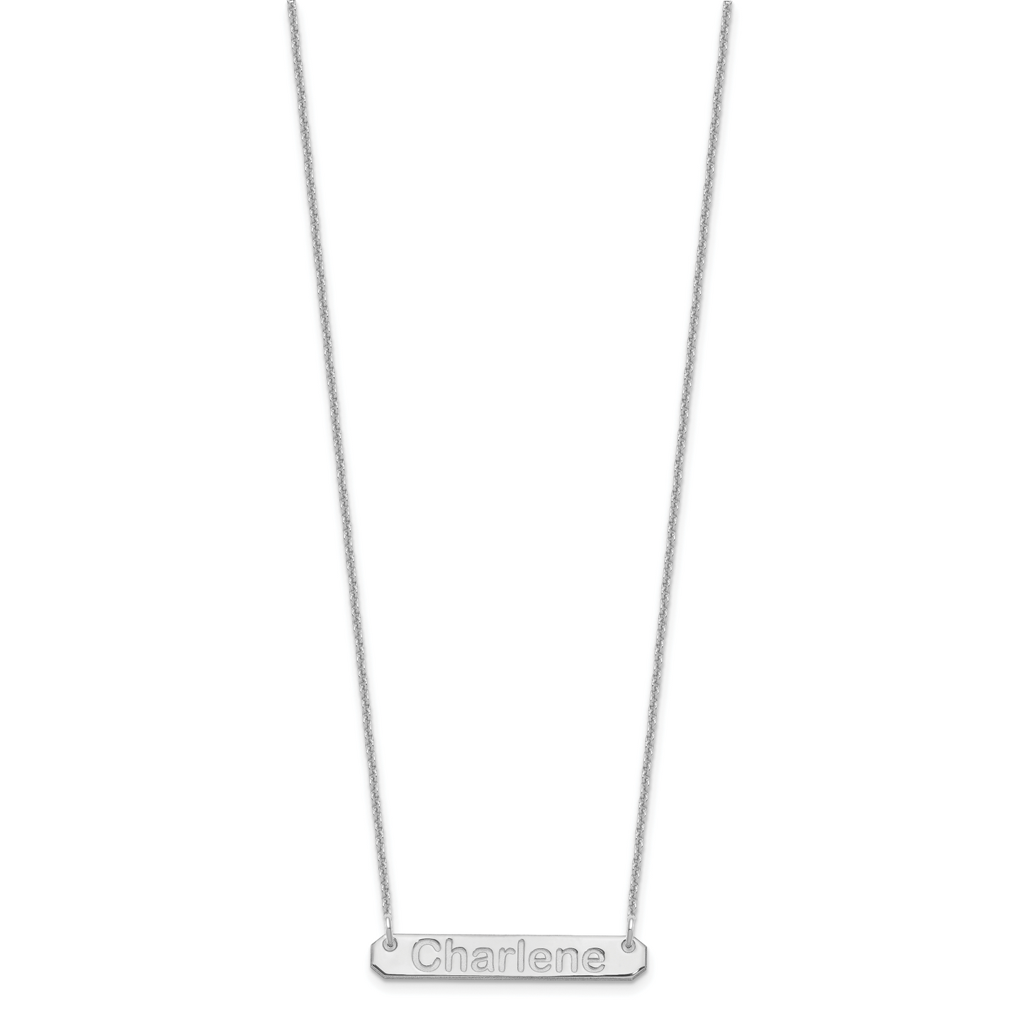 14K White Gold Small Polished Arial Rounded Bar Necklace