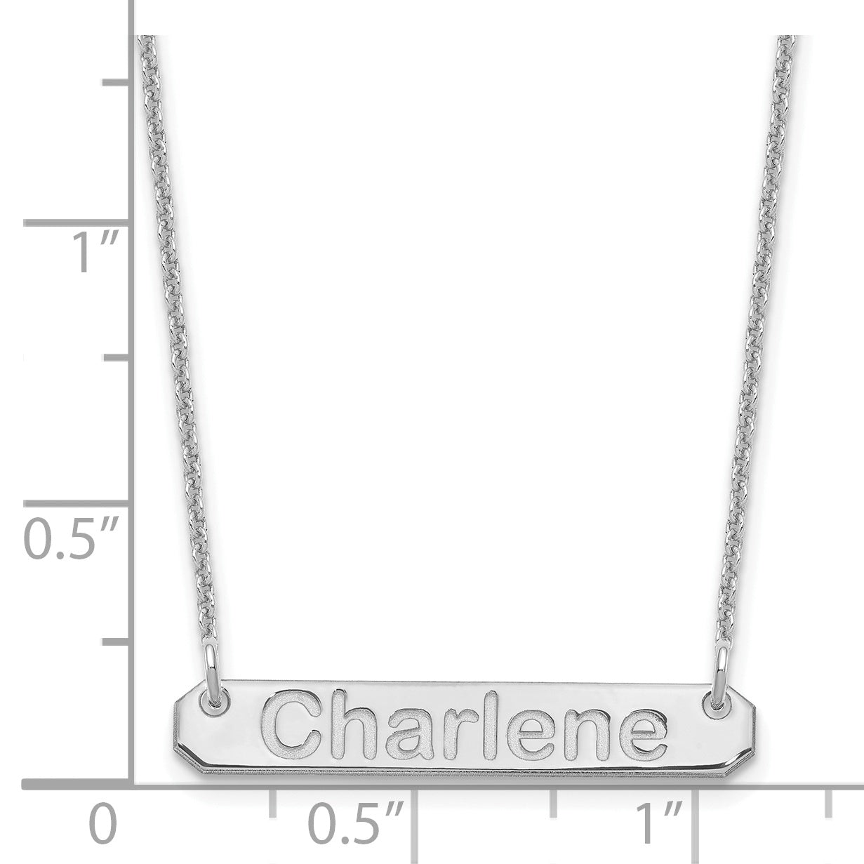 14K White Gold Small Polished Arial Rounded Bar Necklace