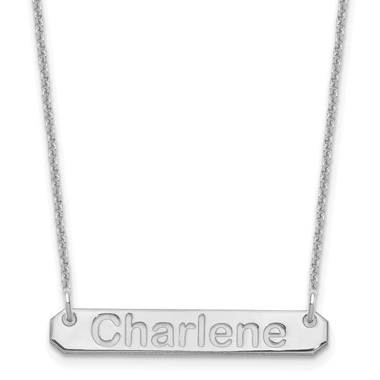 10K White Gold Small Polished Arial Rounded Bar Necklace