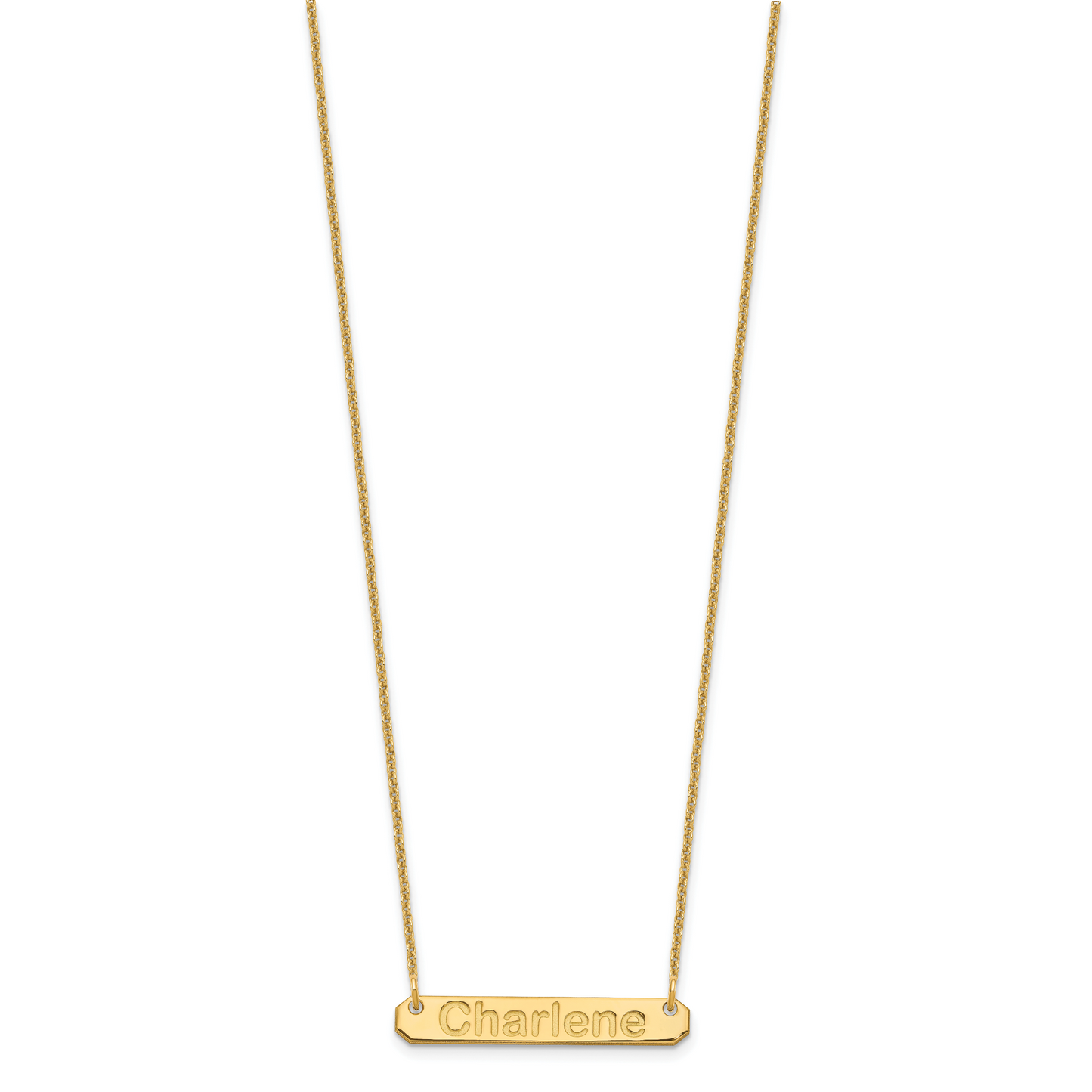 14K Yellow Gold Small Polished Arial Rounded Bar Necklace
