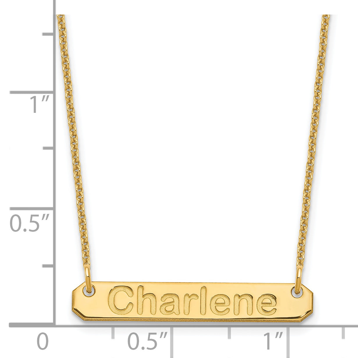 14K Yellow Gold Small Polished Arial Rounded Bar Necklace