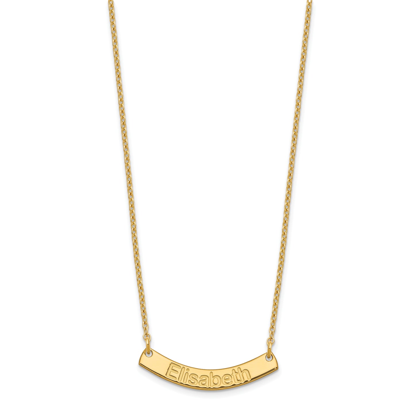 Sterling Silver Gold Plated Small Polished Curved Arial Rounded Bar Necklace