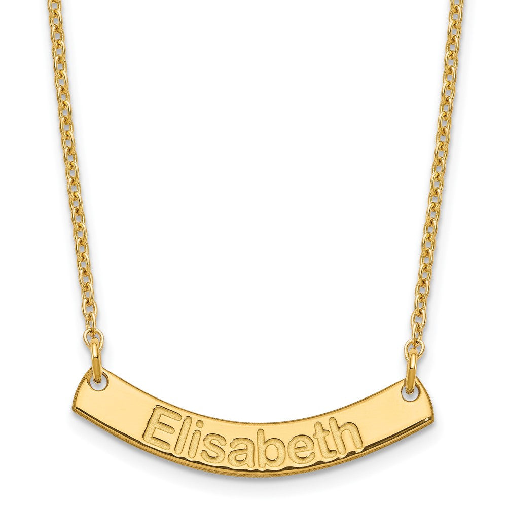 Sterling Silver Gold Plated Small Polished Curved Arial Rounded Bar Necklace
