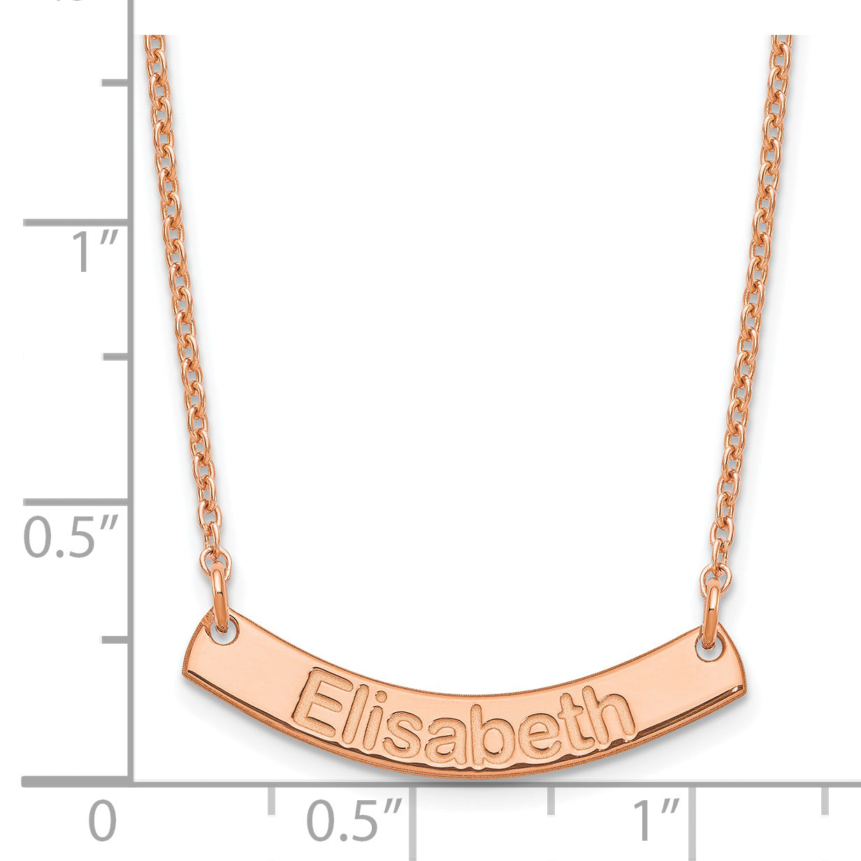 Sterling Silver Rose Gold plated Small Polished Curved Arial Rounded Bar Necklace