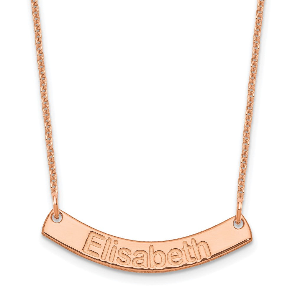 14K Rose Gold Small Polished Curved Arial Rounded Bar Necklace