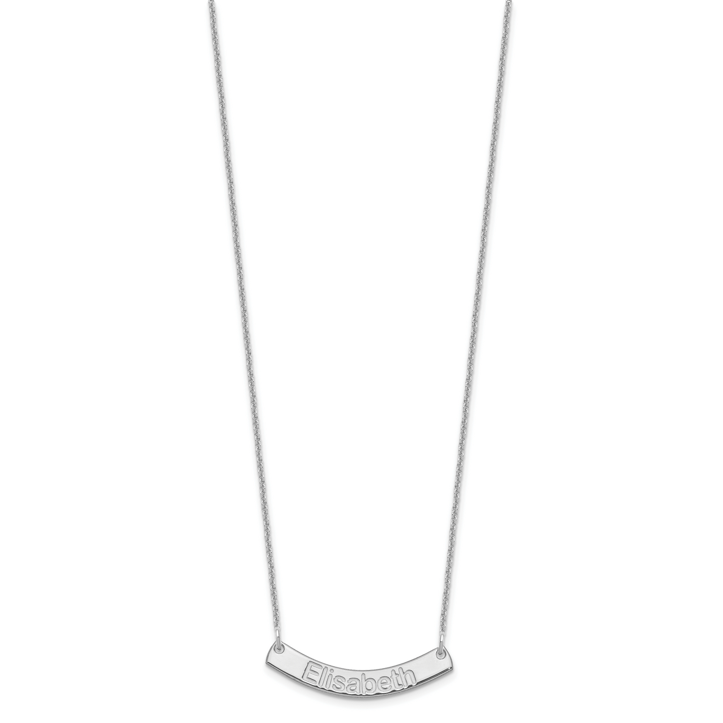 14K White Gold Small Polished Curved Arial Rounded Bar Necklace
