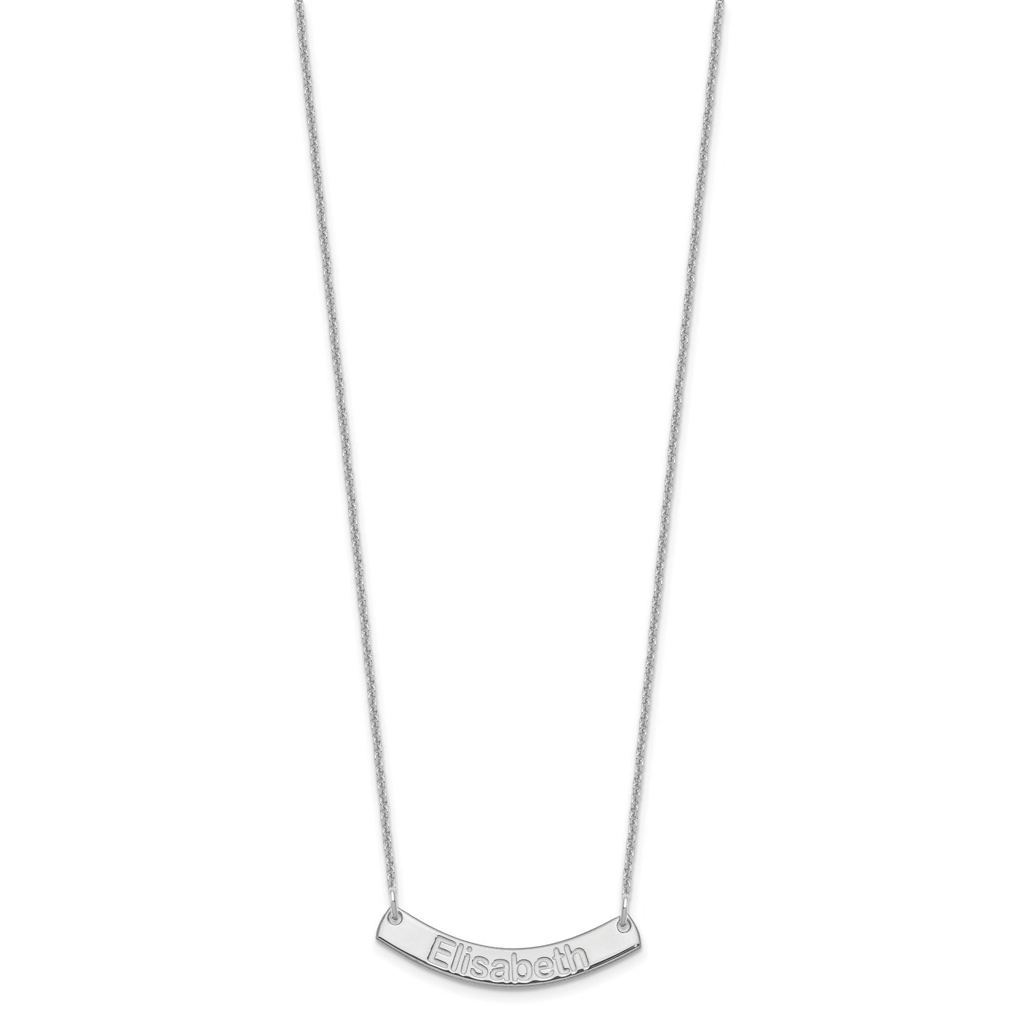 10K White Gold Small Polished Curved Arial Rounded Bar Necklace