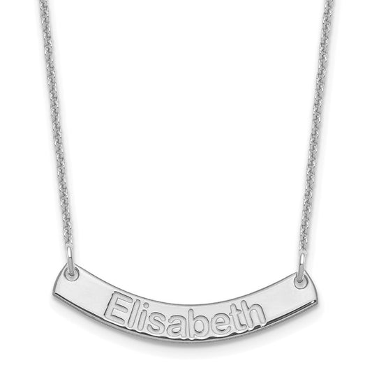 10K White Gold Small Polished Curved Arial Rounded Bar Necklace