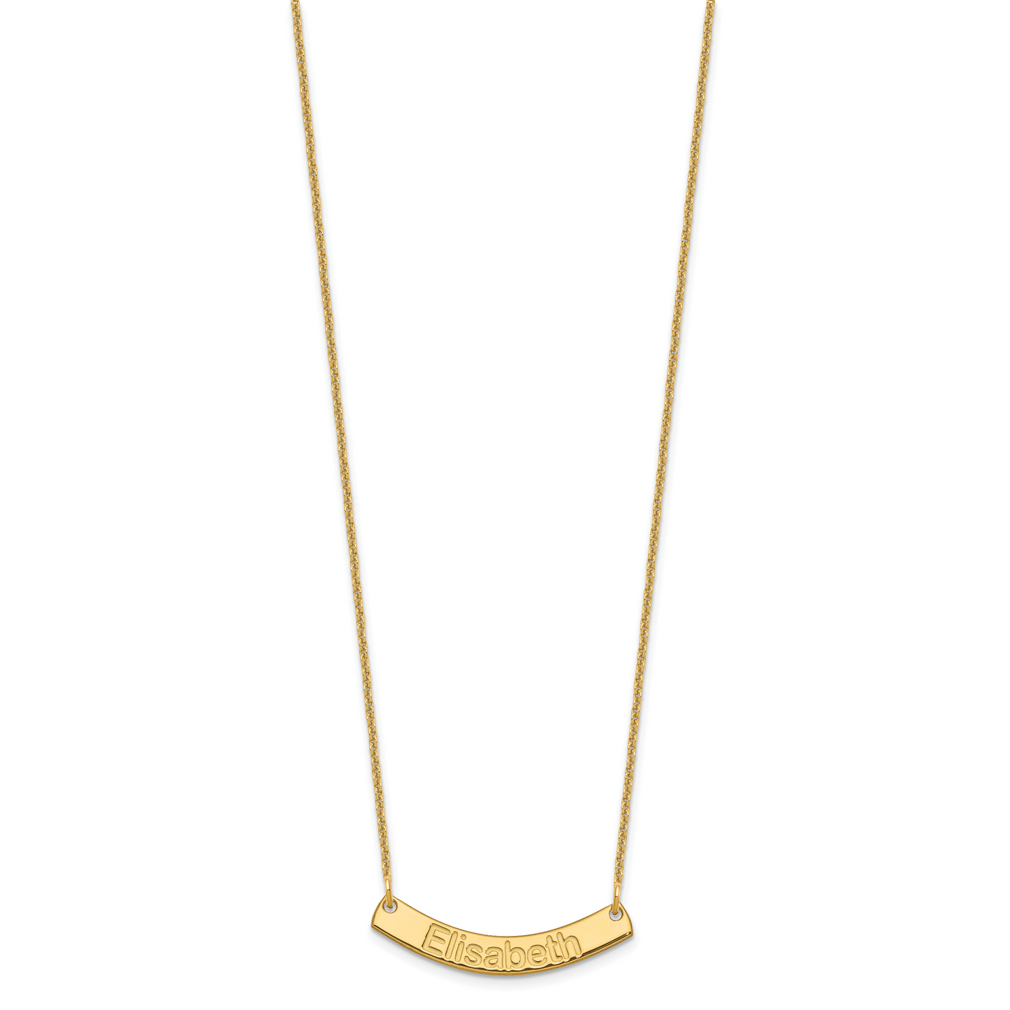 14K Yellow Gold Small Polished Curved Arial Rounded Bar Necklace