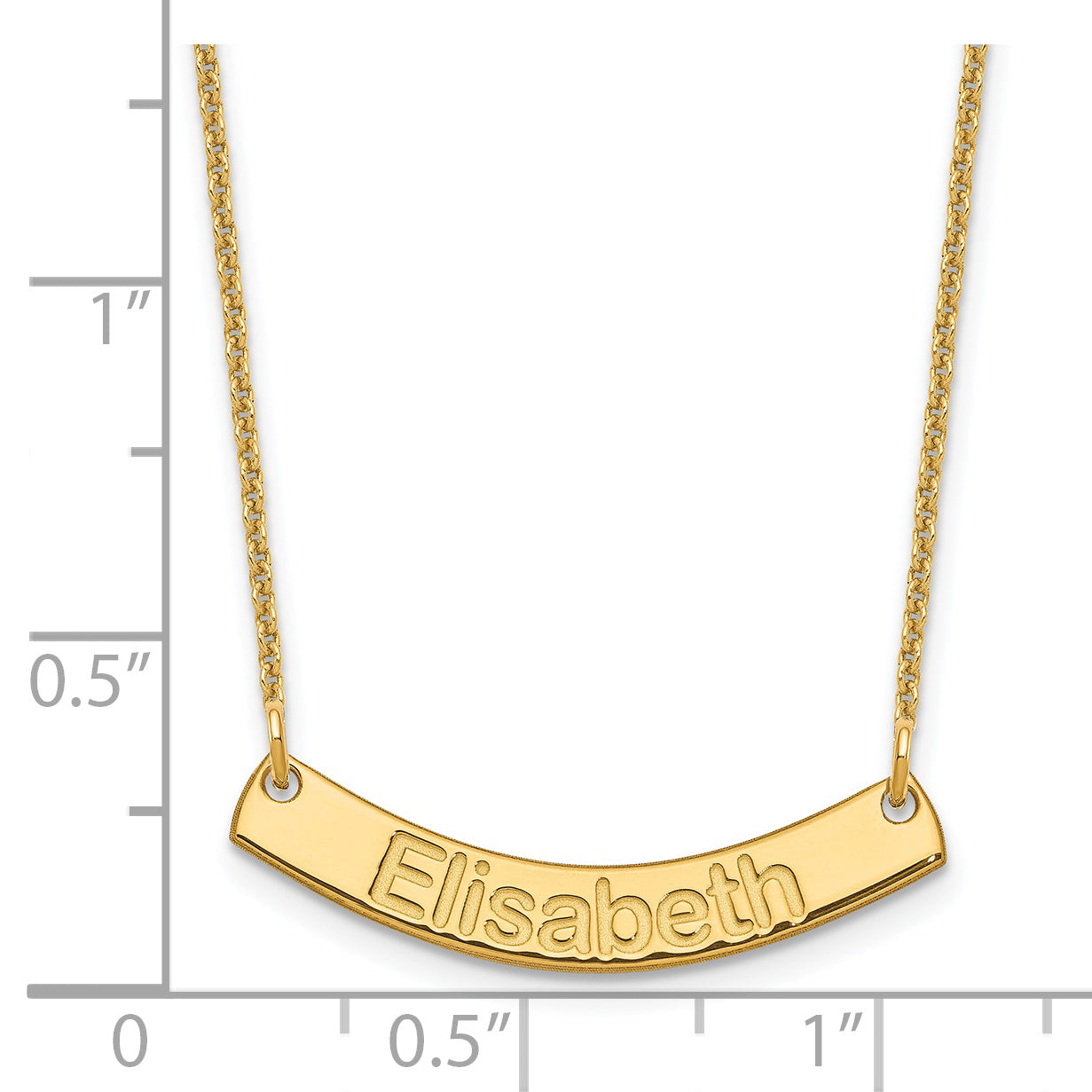 14K Yellow Gold Small Polished Curved Arial Rounded Bar Necklace