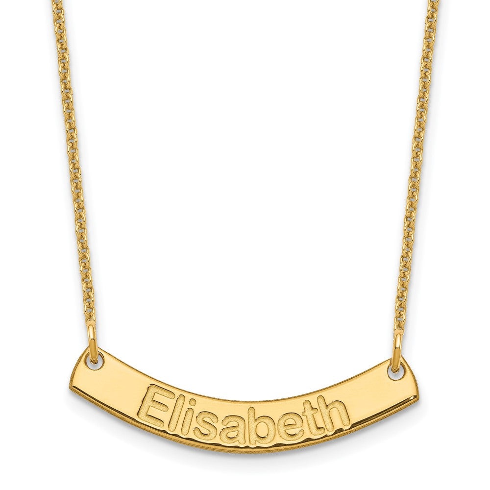 14K Yellow Gold Small Polished Curved Arial Rounded Bar Necklace