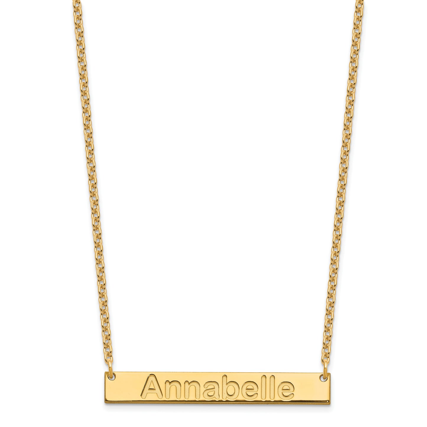 Sterling Silver Gold plated Medium Polished Arial Rounded Bar Necklace