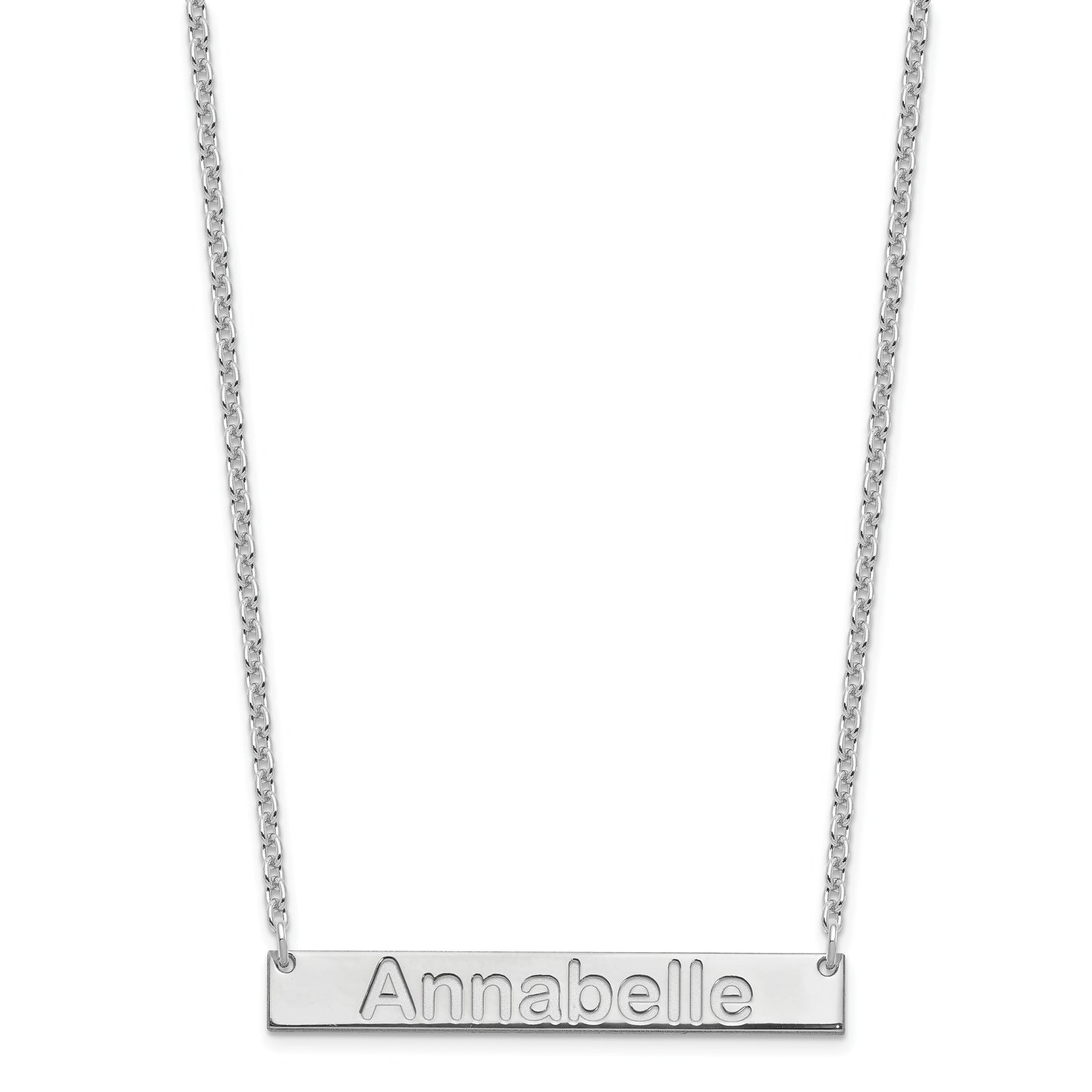 Sterling Silver Rhodium plated Medium Polished Arial Rounded Bar Necklace