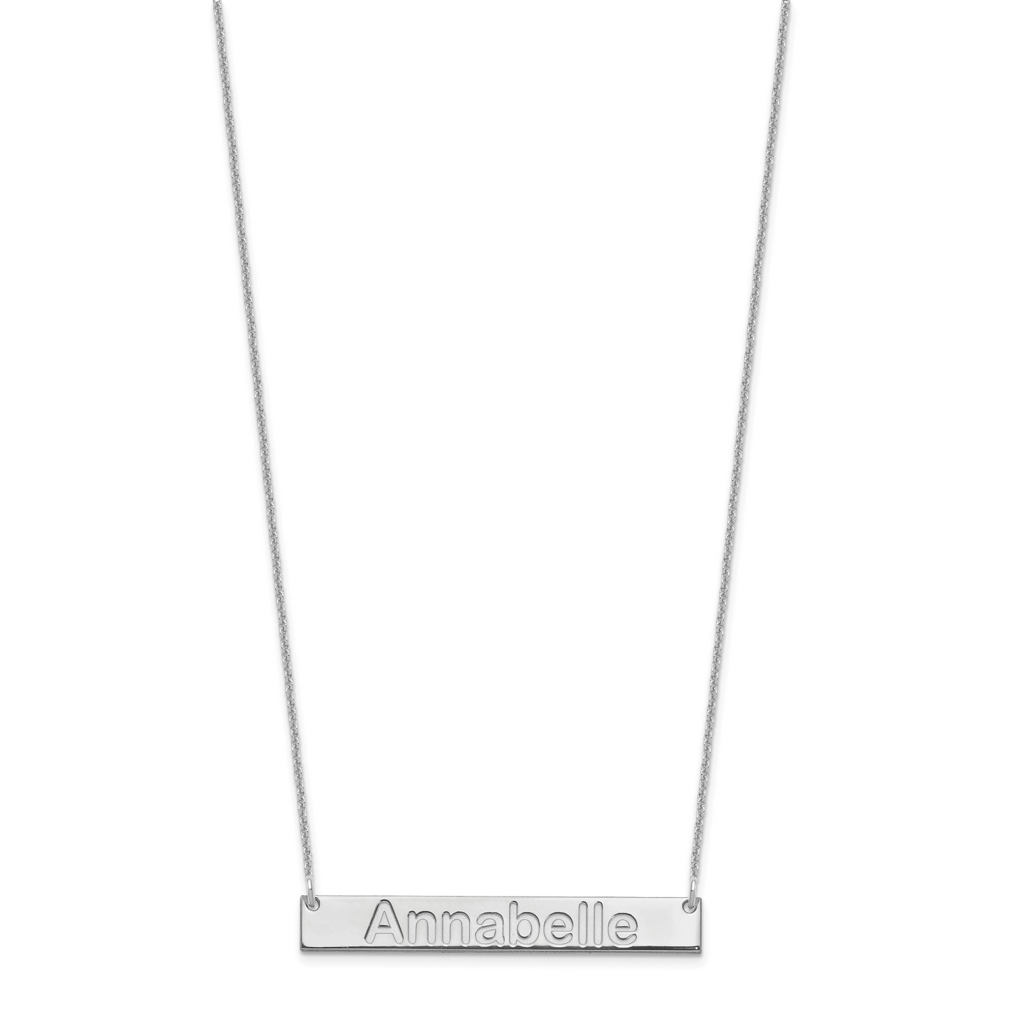 14K White Gold Medium Polished Arial Rounded Bar Necklace
