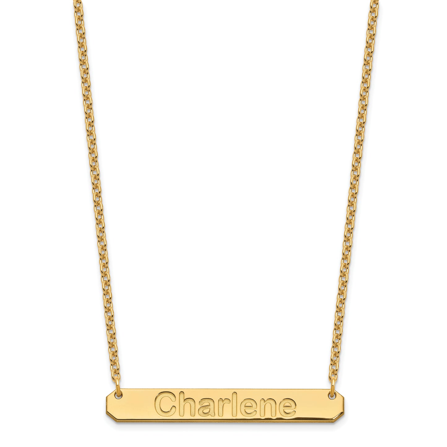 Sterling Silver Gold plated Medium Polished Arial Rounded Bar Necklace