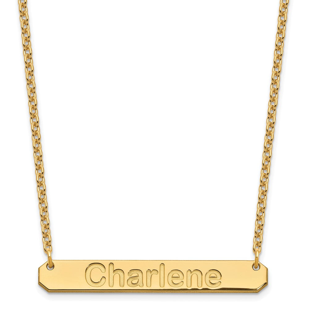 Sterling Silver Gold plated Medium Polished Arial Rounded Bar Necklace