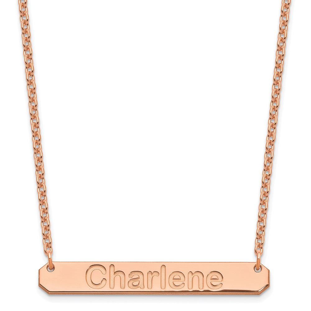 Sterling Silver Rose Gold plated Medium Polished Arial Rounded Bar Necklace