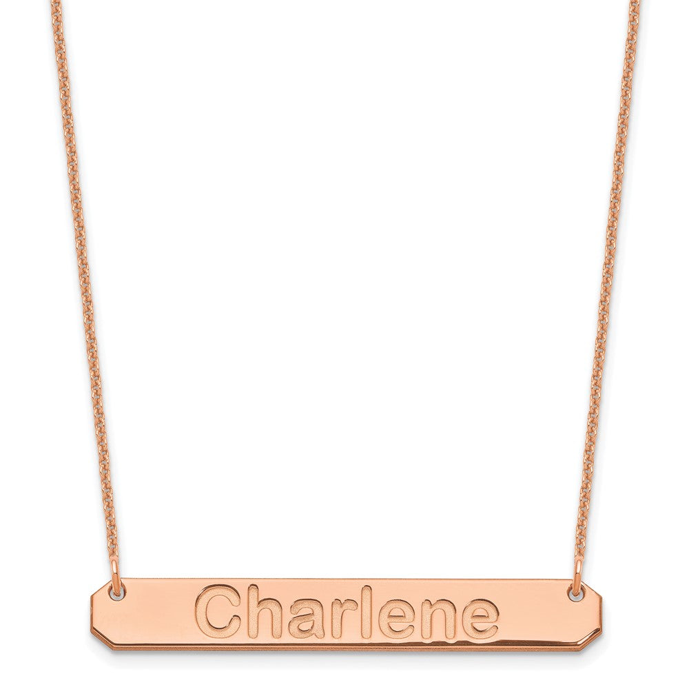 14K Rose Gold Medium Polished Arial Rounded Bar Necklace