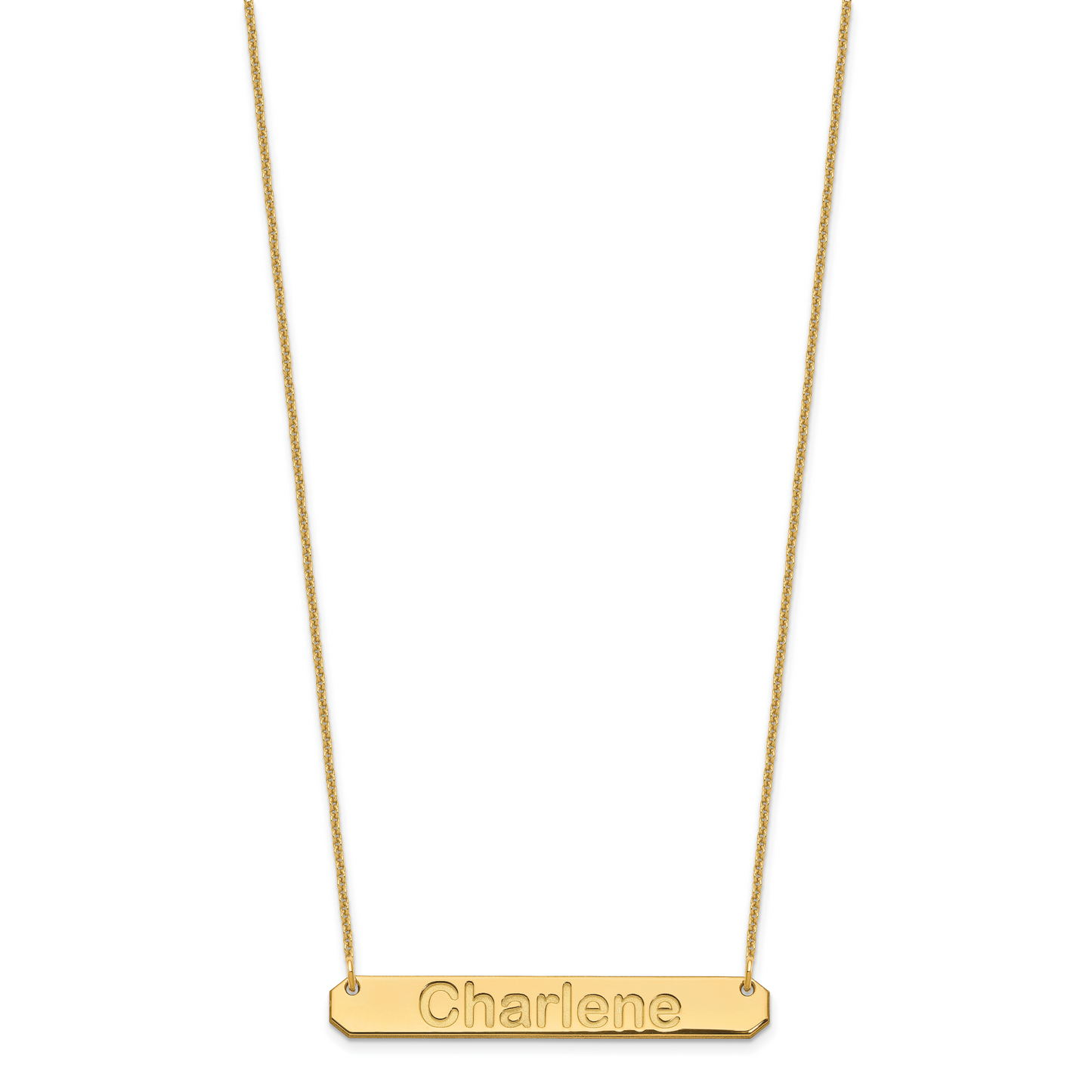14K Yellow Gold Medium Polished Arial Rounded Bar Necklace