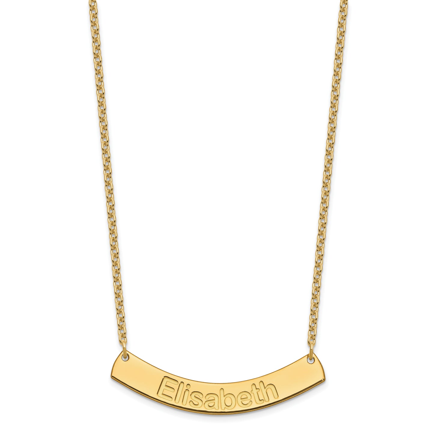 Sterling Silver Gold Plated Medium Polished Curved Arial Rounded Bar Necklace