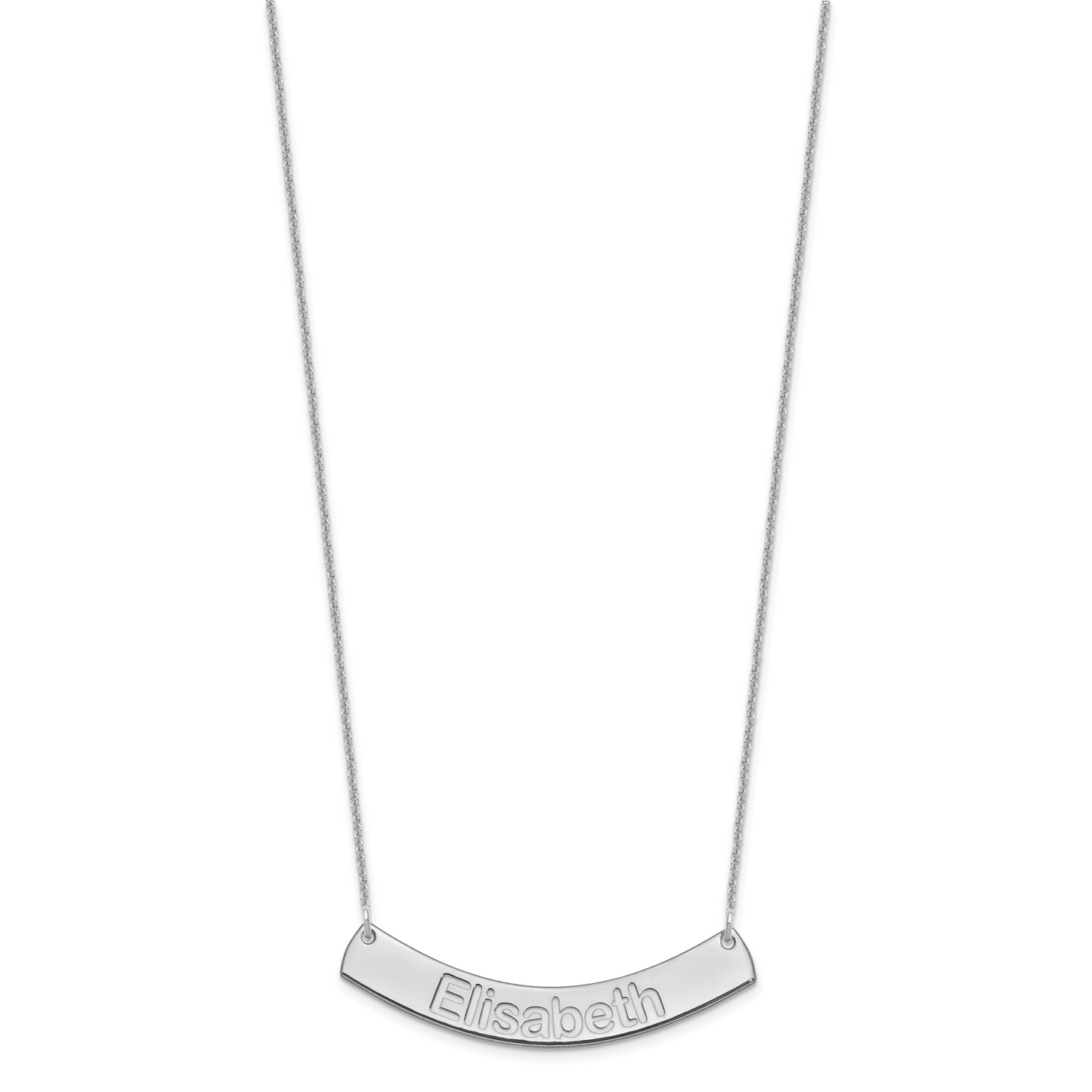 14K White Gold Medium Polished Curved Arial Rounded Bar Necklace