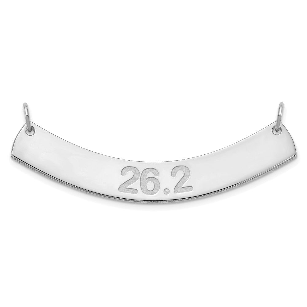 10K White Gold Medium Polished Curved Arial Rounded Bar Necklace