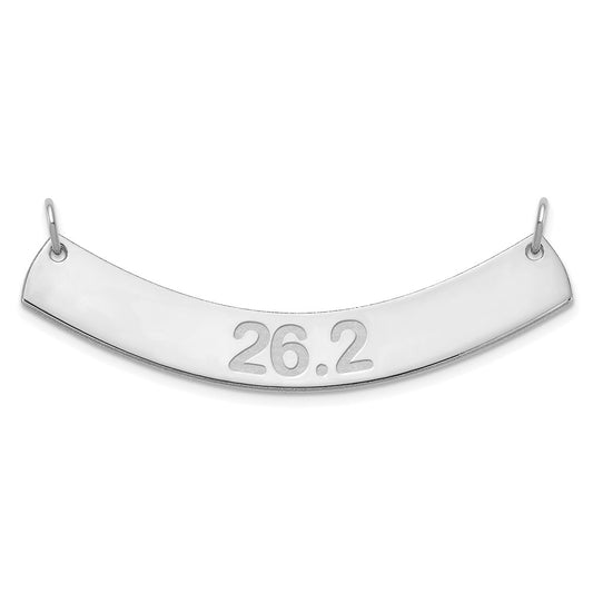 10K White Gold Medium Polished Curved Arial Rounded Bar Necklace