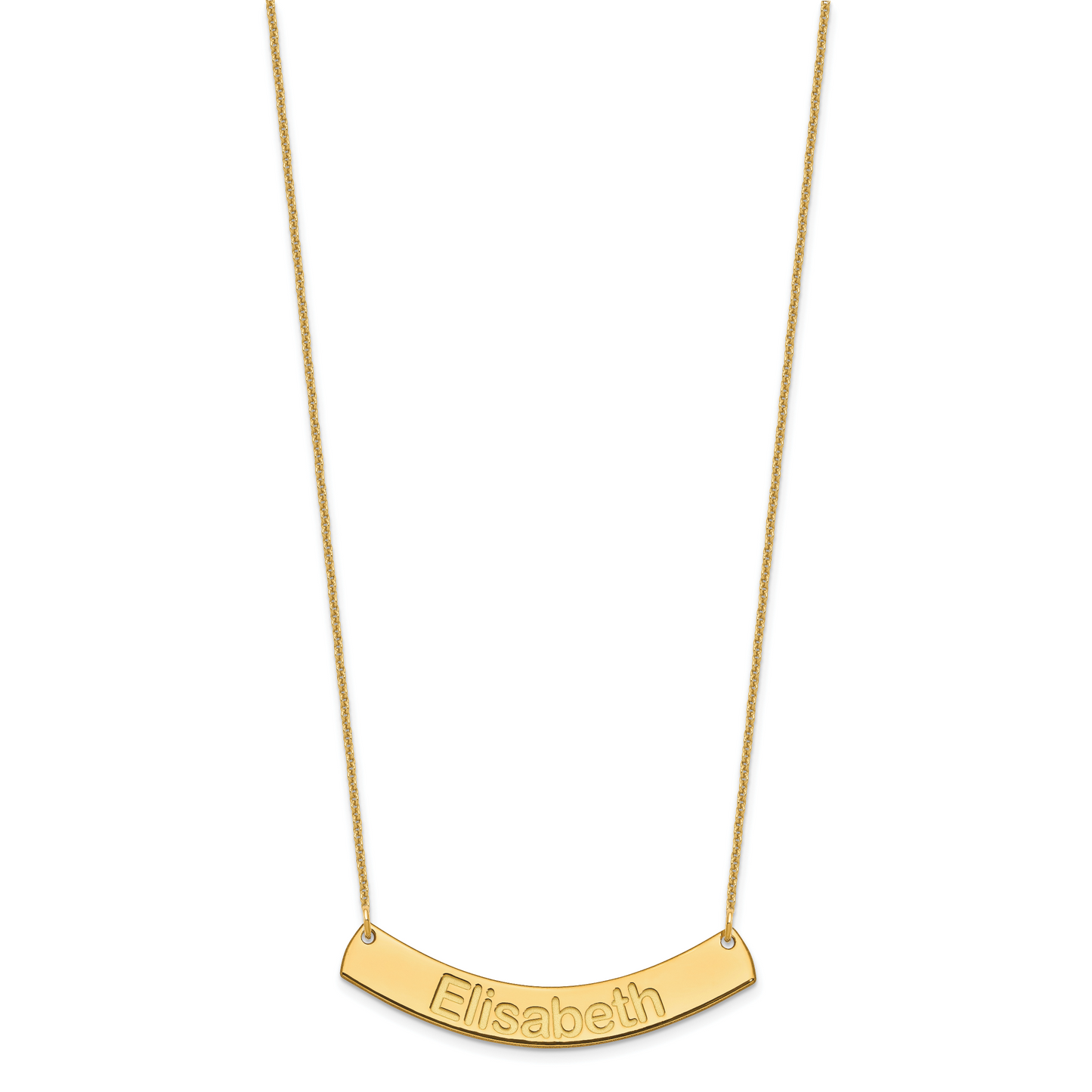 14K Yellow Gold Medium Polished Curved Arial Rounded Bar Necklace