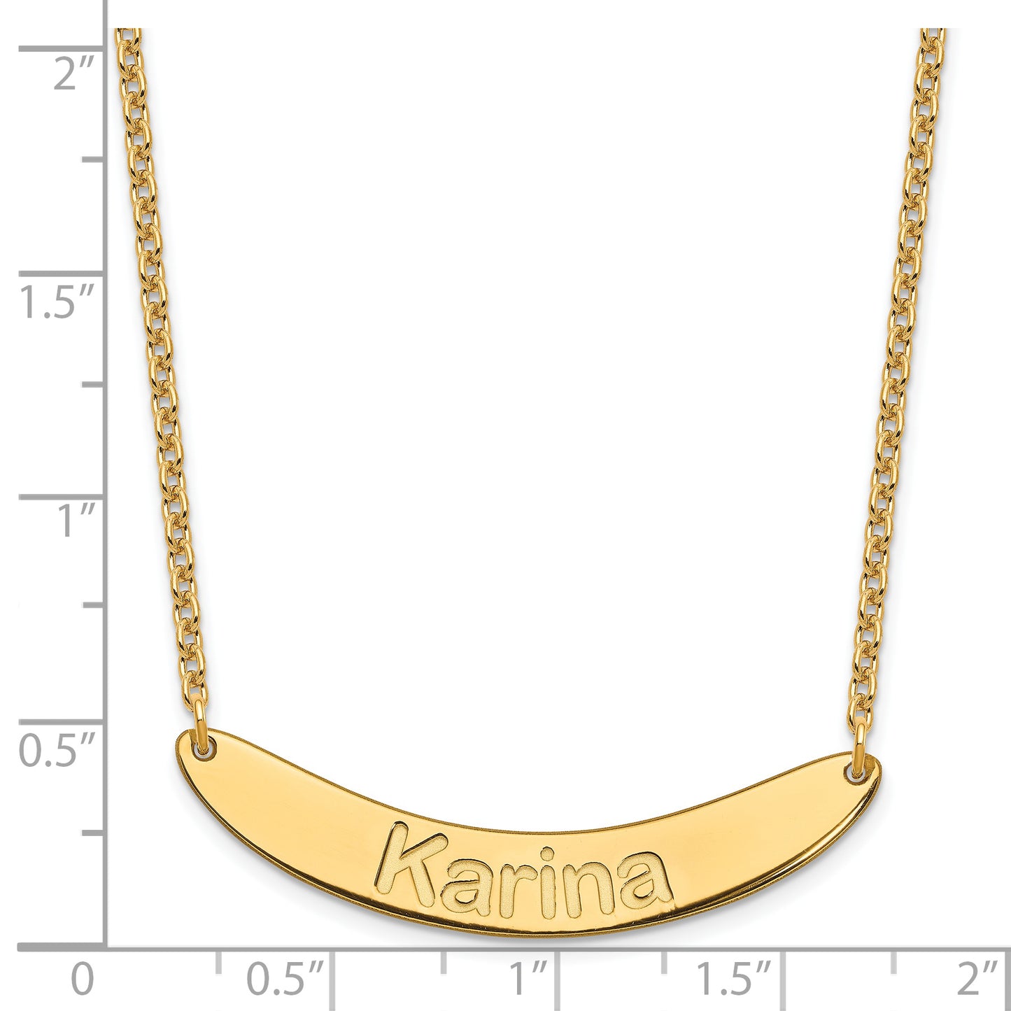Sterling Silver Gold Plated Medium Polished Curved Arial Rounded Bar Necklace