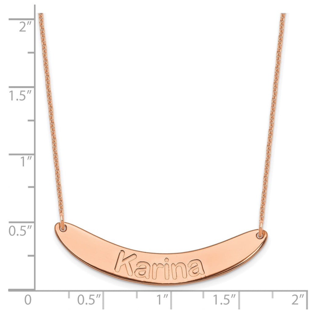14K Yellow Or White Or Rose Gold Medium ARIAL ROUNDED Curved Bar Necklace – Elegant Jewelry Gift for Birthday, Anniversary, Engagement, Wedding