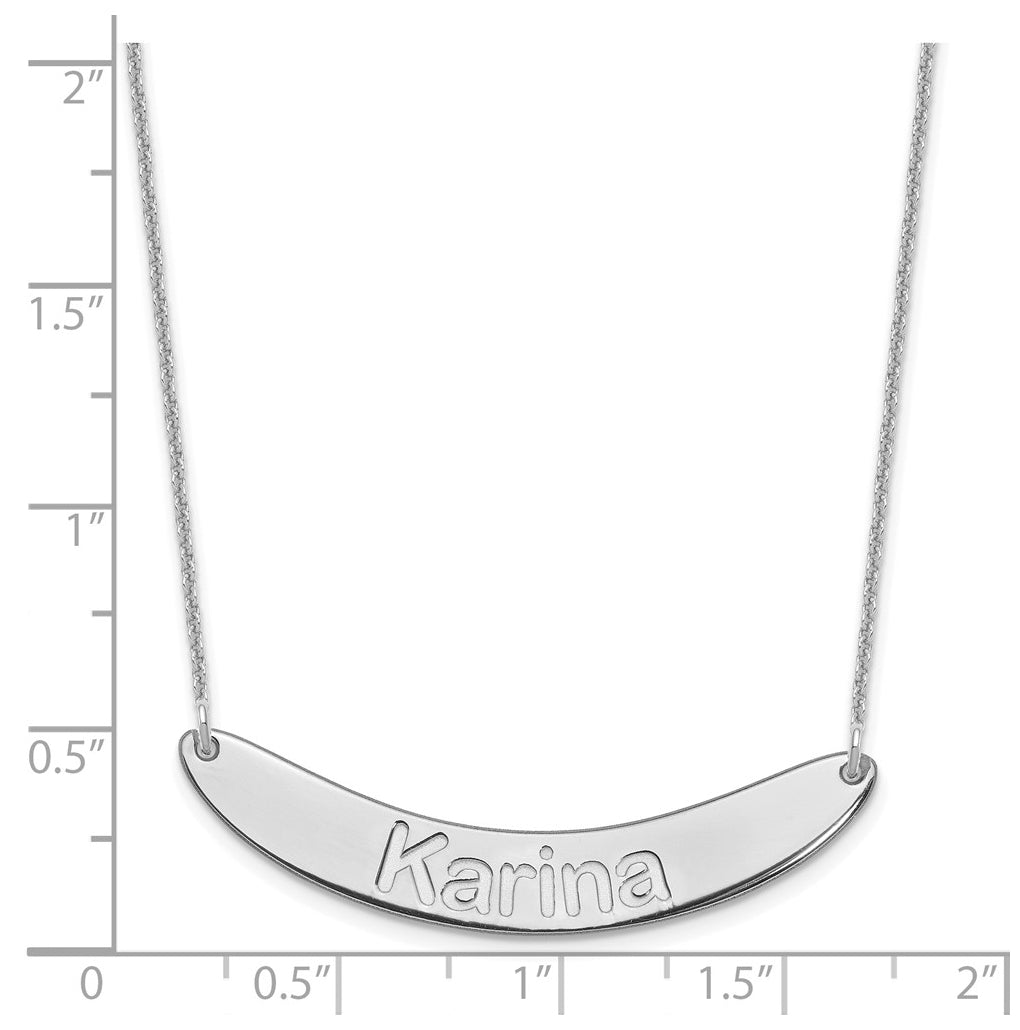 10K Yellow Or White Gold Medium ARIAL ROUNDED Curved Bar Necklace – Elegant Jewelry Gift for Birthday, Anniversary, Engagement, Wedding
