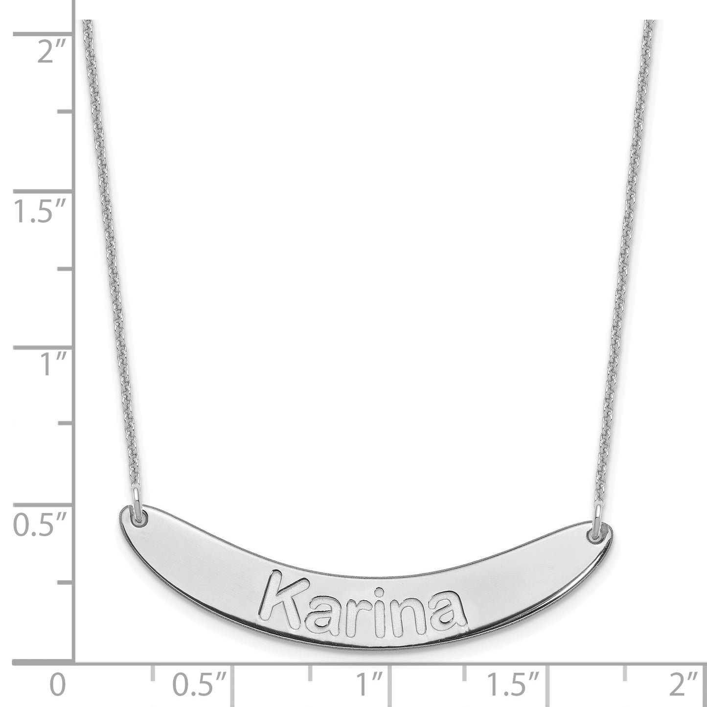 10K White Gold Medium Polished Curved Arial Rounded Bar Necklace