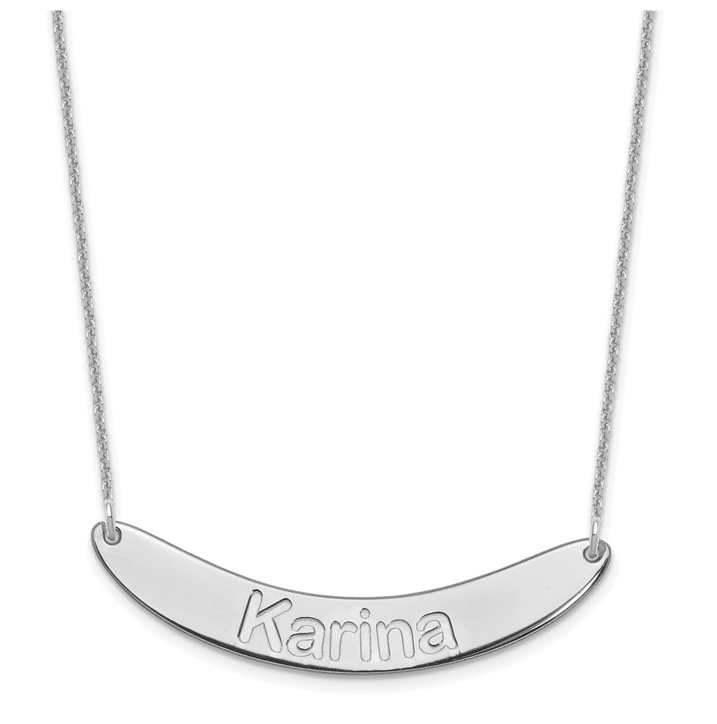 14K Yellow Or White Or Rose Gold Medium ARIAL ROUNDED Curved Bar Necklace – Elegant Jewelry Gift for Birthday, Anniversary, Engagement, Wedding