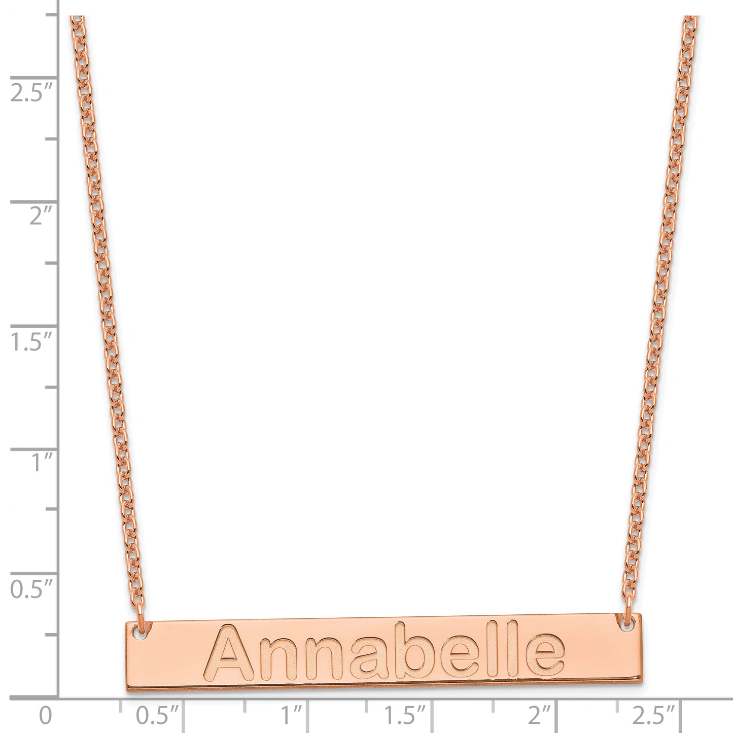 Sterling Silver Rose Gold plated Large Polished Arial Rounded Bar Necklace