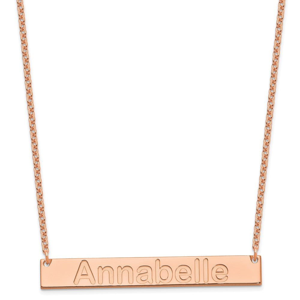 Sterling Silver Rose Gold plated Large Polished Arial Rounded Bar Necklace