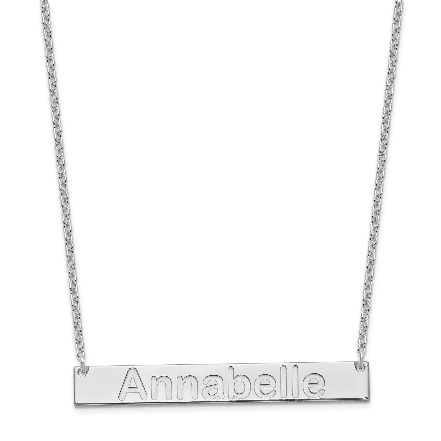 Sterling Silver Rhodium plated Large Polished Arial Rounded Bar Necklace