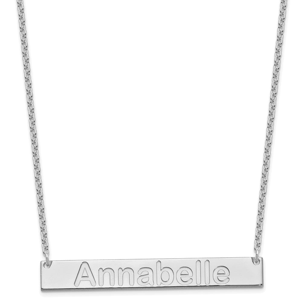 Sterling Silver Rhodium plated Large Polished Arial Rounded Bar Necklace
