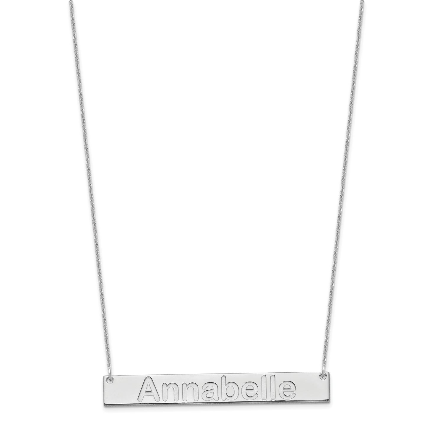 10K White Gold Large Polished Arial Rounded Bar Necklace