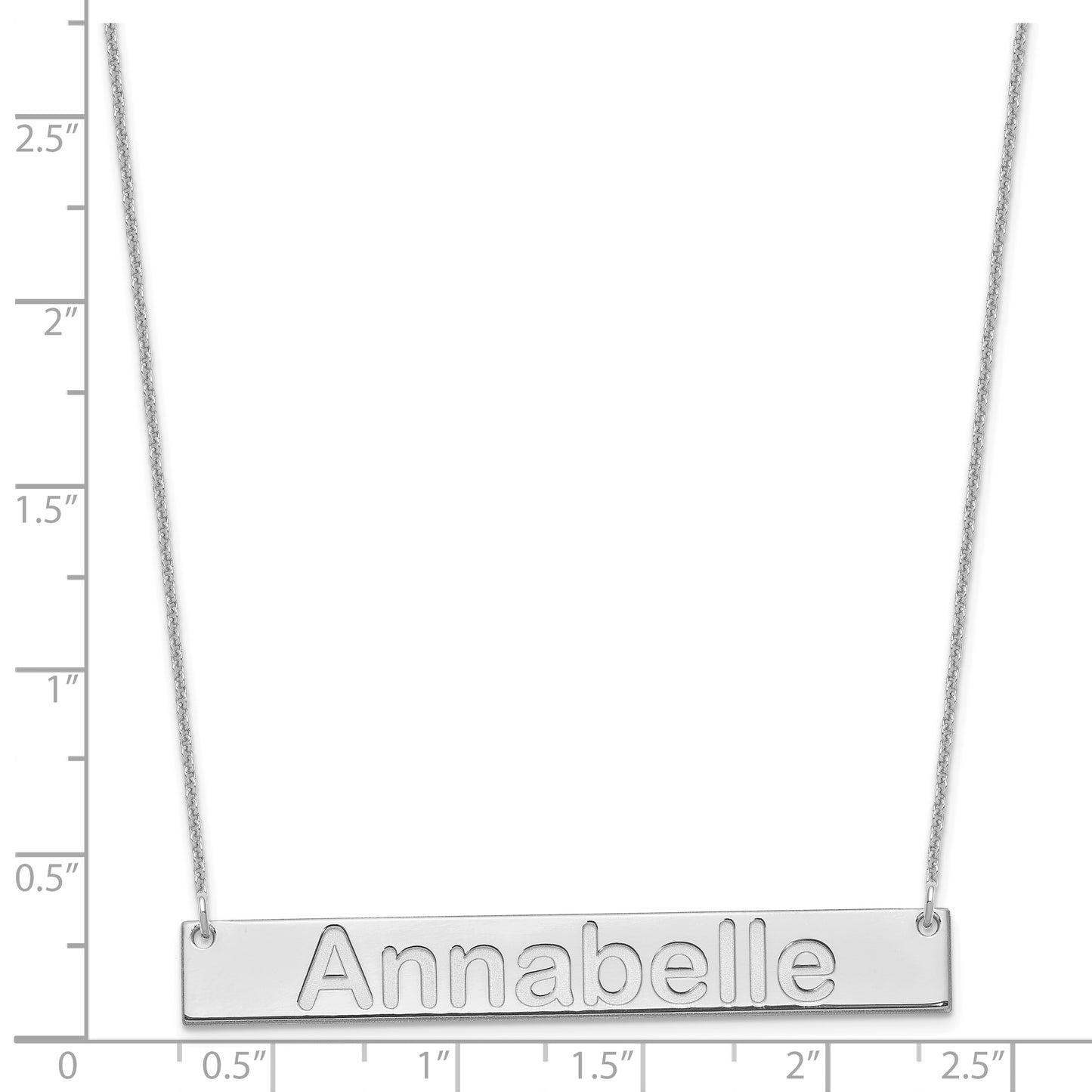 10K White Gold Large Polished Arial Rounded Bar Necklace