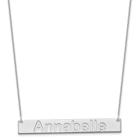 10K White Gold Large Polished Arial Rounded Bar Necklace