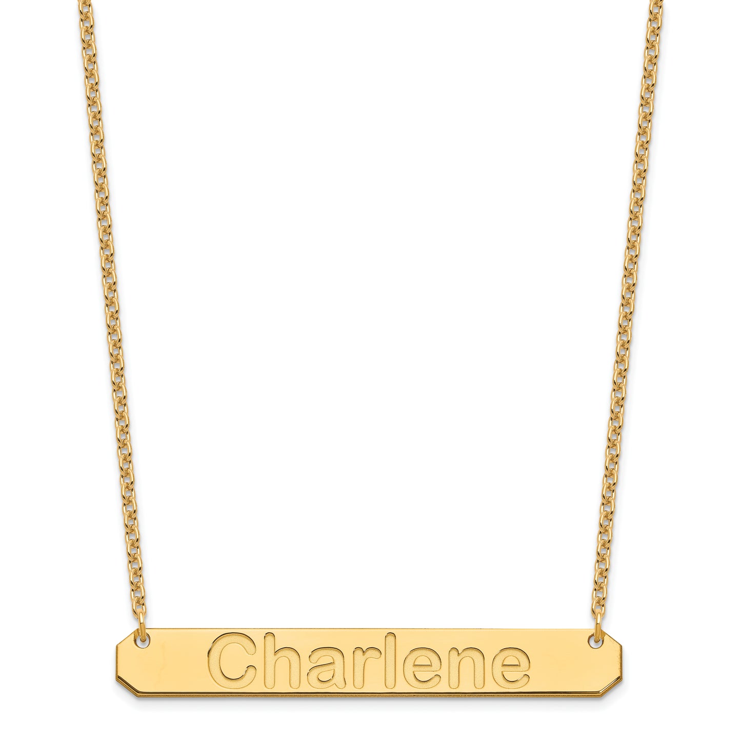 Sterling Silver Gold Plated Large Polished Arial Rounded Bar Necklace