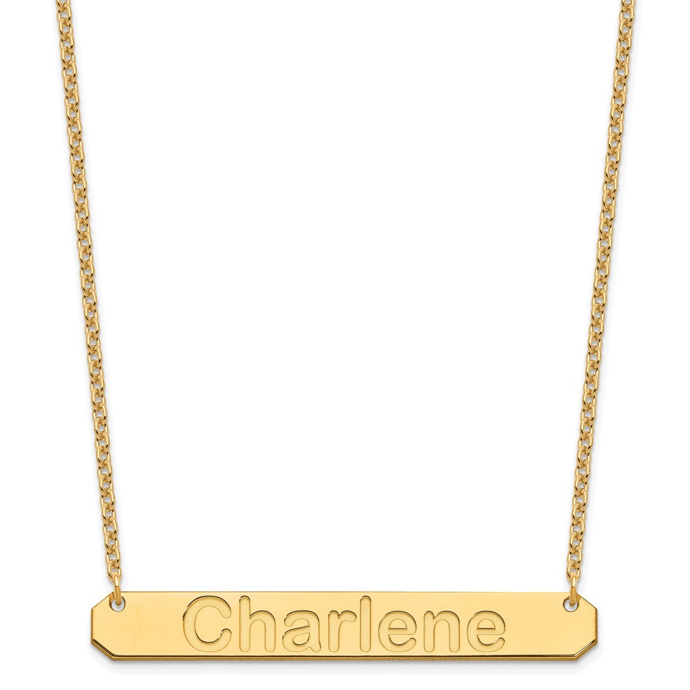 Sterling Silver Gold Plated Large Polished Arial Rounded Bar Necklace